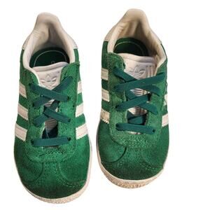Adidas Gazelle infant/toddler sneakers suede green and white Little kids size 7K